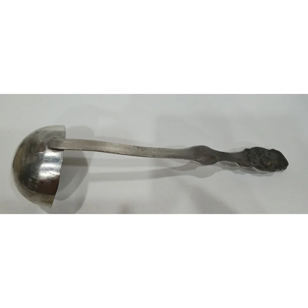 Vintage Ornate Serving Ladle 92% Tin Etain Handmade Silver Color Flatware